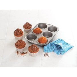 GoodCook Everyday Nonstick Steel Jumbo Texas Muffin Pan, 6-cup, Gray