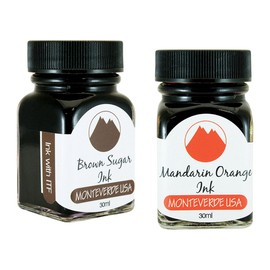Monteverde 60ml Core Fountain Pen Ink Bottle (30ml Brown Sugar Ink Bottle G309BS, 30ml Mandarin Orange Ink Bottle G309MO)
