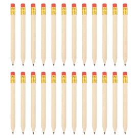PATIKIL Half Golf Pencils Bulk, 24 Pack Pre-Sharpened Short Round Wooden Pencils Mini HB Graphite Woodcase Pencil with Red Eraser for Classroom Office Writing Supplies