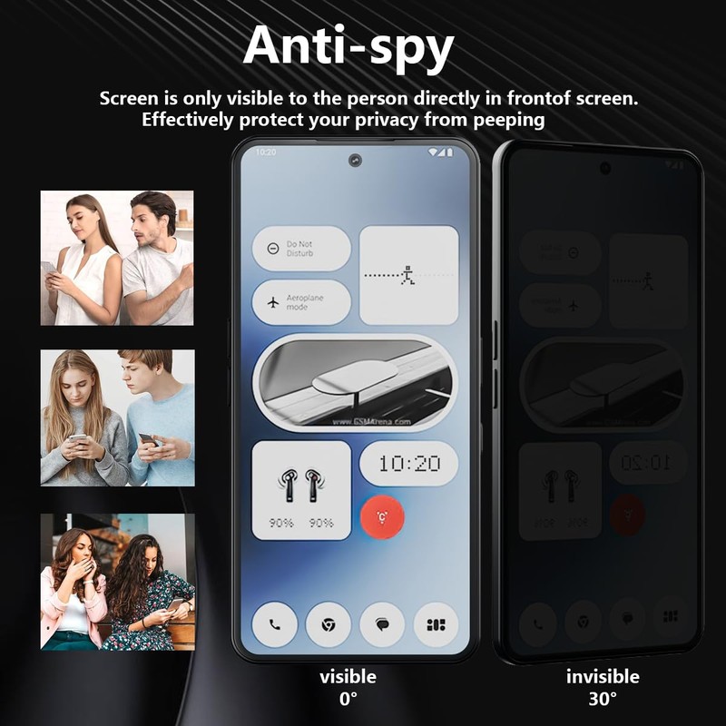 Cmiuubrer 2 Pack Privacy Tempered Glass for Nothing Phone (3a)