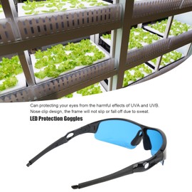 Growroom Glasses, Effective UVa and UVB Filtering, Strong and Comfortable Nose Splint, LED Safety Glasses, Practical Storage and Transport for Grow Room, Plant House, Greenhouse (Blue)