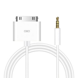elytronic 30 Pin to Aux, 30-Pin Dock Connector to 3.5mm Aux-in Audio Plug Cable, Car Stereo Auxiliary AUX-in Cable for Phone 4s, 4, 3Gs, 3G / Pod (Nano, Touch, Classic) / Pad (4.9Feet) (White)