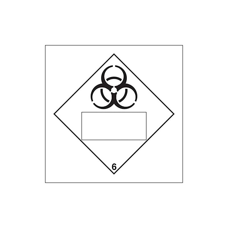 V Safety Bio Hazard 6 UN Substance Numbering Hazard Label-250x250mm-Magnetic