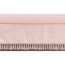 Sweet Jojo Designs Pink Boho Bohemian Girl Baby Nursery Crib Bed Skirt Dust Ruffle - Solid Color Blush Shabby Chic Princess Luxurious Luxury Elegant Vintage Designer Boutique Victorian Cotton Fringe