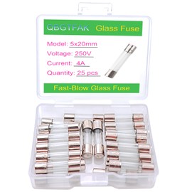 QBGTFAK 25 Pcs 5x20mm 4 A 4 amp 250 V 0.2x0.78 Inch Volt F4AL250V Fast-Blow Glass (4A)