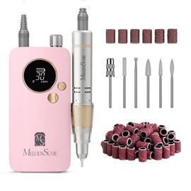 MelodySusie Portable Nail Cutter 30,000 RPM, SC320F Professional Wireless Electric Nail File for Acrylic Nails Gel Polishing Removal, File Nail Set for Manicure Salon Home (Pink/Gold)