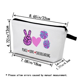 YULUENZE Cheering Squad Makeup Bag Inspirational Presents Peace Love Cheerleading Cosmetic Bag Small Zipper Pouch Present for Cheerleaders Women Female Cheerleading Coach Teammates Sister