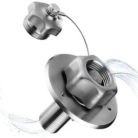 RV City Water Inlet with Check Valve, All Metal RV Water Inlet with 3/4 GHT Female 1/2 NPT Male Connection. RV Water Inlet Replacement for Camper Motorhome Trailer Marine, SE004BN