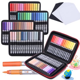 ZZWUAPT 60 Color Acrylic Paint Pens,Colored Paint Pens Markers,Brush Tip Paint Pens for Rock Painting Wood Glass Ceramic Canvas Stone DIY Crafts Making Art Supplies