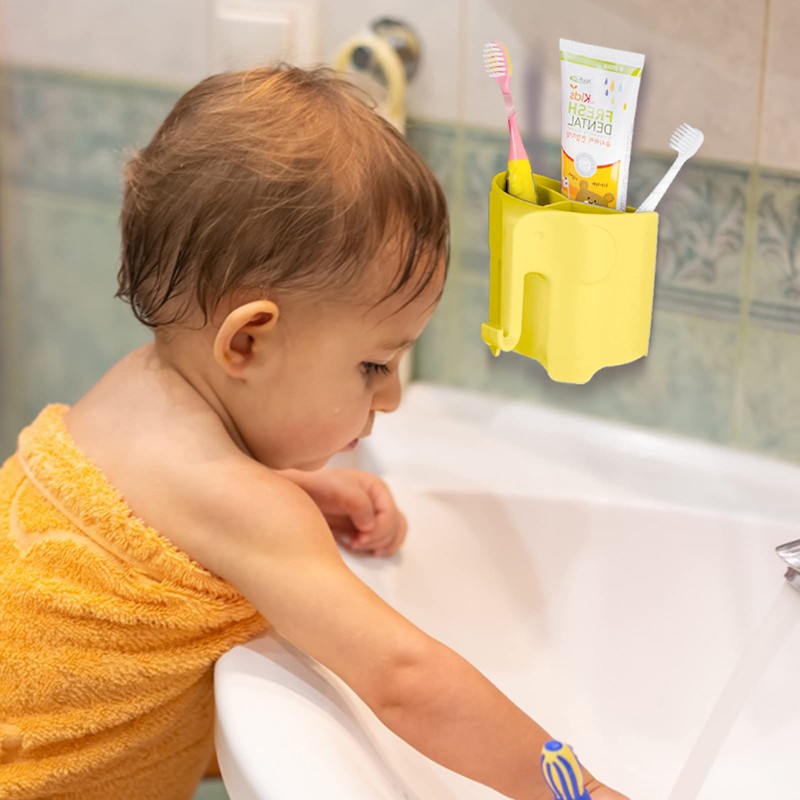 Hippywell Kids Toothbrush Holder, Cute Elephant Toothbrush Holders for Toddler,