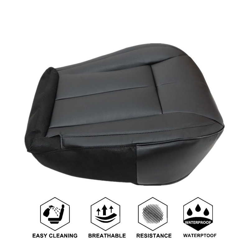 NLQR Front Driver Bottom Replacement Seat Cover Black Microfiber Leather