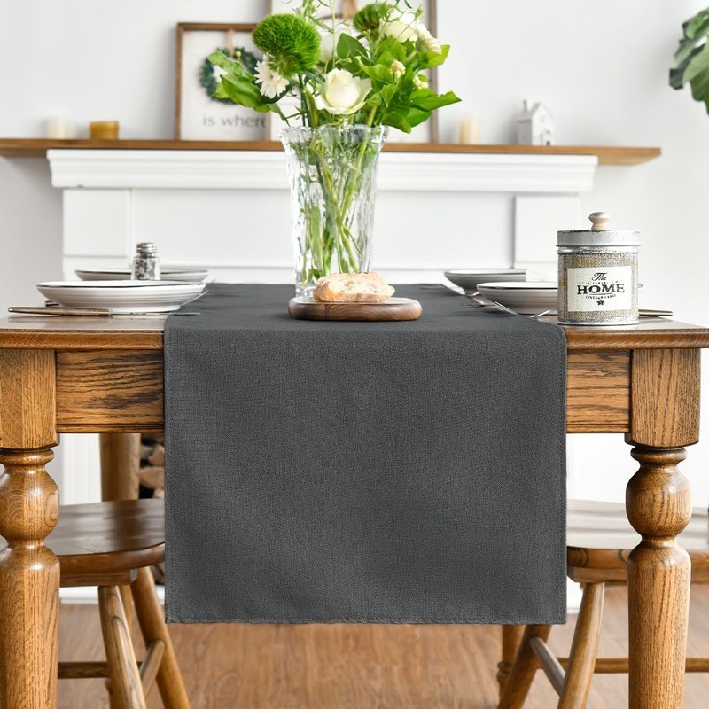 Artoid Mode Grey Table Runner, Autumn Washable Kitchen Dining Table