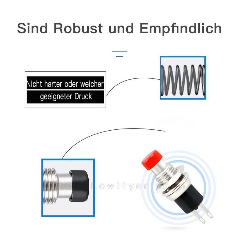 7 mm Mini Round Momentary 2 Pins Pre-Soldered Push Button