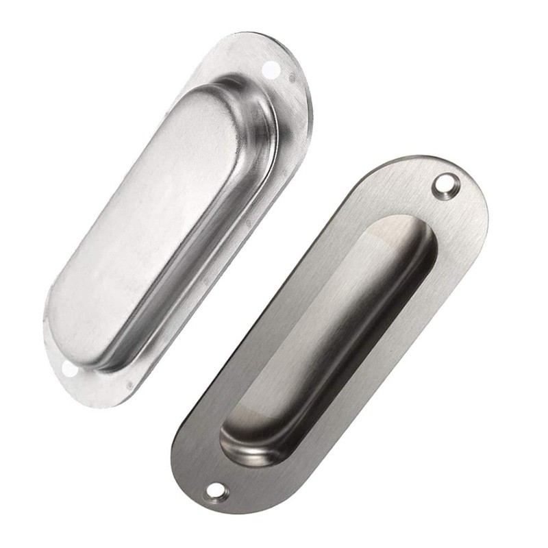 Generic 2 Pack Oval Flush Door Pull Handles, Stainless Steel