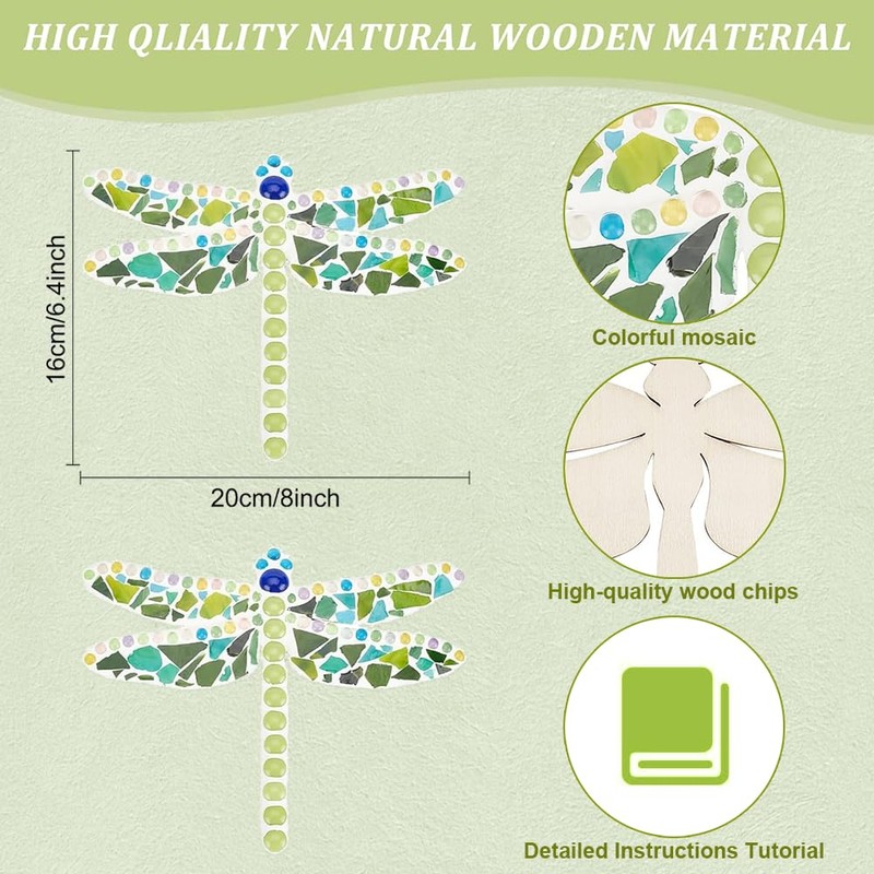 WEBEEDY Make 2 Dragonfly Glass Mosaic Kit - Creativity DIY