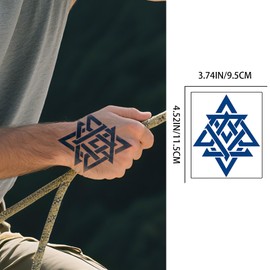 CUTELIILI 10 Pcs Celtic Viking Tattoos Nordic Tattoo for the Back of Hands and Forearms, Cool Bule Tribal Face Tattoo Viking