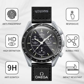 Holilo Pack of 3 Screen Protectors Compatible with Omega x Swatch Moonswatch 32 mm Film, Full Coverage Soft Edge Anti-Scratch Ultra Clear 9H Hardness 3D HD Bubble-Free Scratch-Resistant Screen