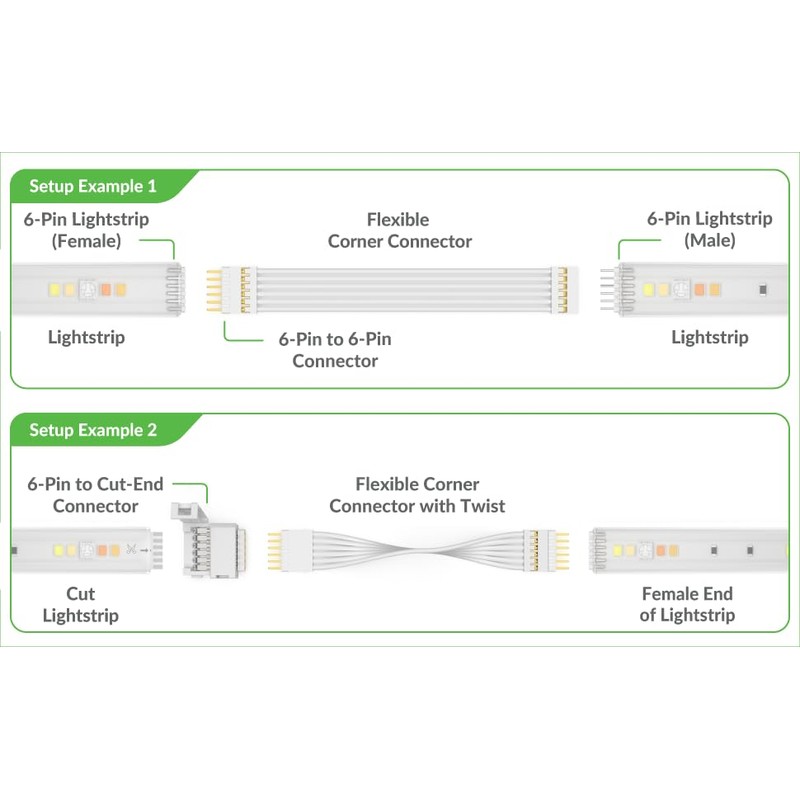 Litcessory Flexible Corner Connector/Extension Cable Compatible with Nanoleaf Essentials Lightstrip