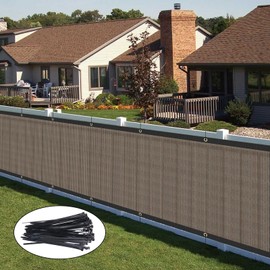 FREADEM 3' x 100' Privacy Fence Screen, Patio Fence Windscreen Cover Netting Mesh Fabric Cloth,160 GSM Shade Tarp Barrier for Garden Backyard Playground Farm Driveway Balcony Deck Swimming Pool, Brown