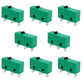 Yocimango KW4-3Z Series Micro Switch Without Handle Micro Travel Limit Switch SPDT NO NC 3 Pin 5A250V Key Switch Without Hhandle for Machine Numerical Control (Green)-8PCS