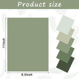 Whaline 50 Sheets 8.5 x 11 Inch Assorted Sage Green Card Stock Paper 5 Gradient Colors Solid Core Scrapbook Paper for Print DIY Crafts Making Supplies, 65lb
