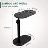 Yumkfoi Bamboo Bathtub Tray Table with Adjustable Height, Freestanding Bathtub