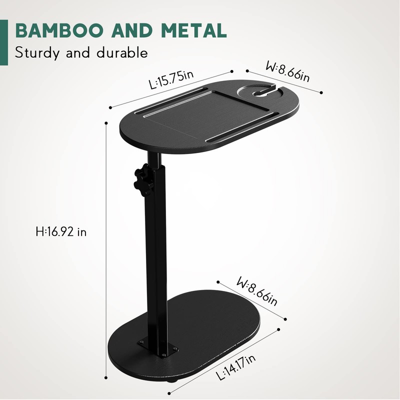 Yumkfoi Bamboo Bathtub Tray Table with Adjustable Height, Freestanding Bathtub