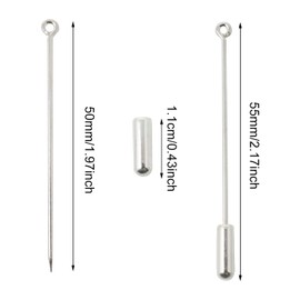 Honbay 20PCS Jewelry Making Safety Pins, Metal Stick Pins, Blank Brooch Bases, Lapel Sticks, Scarf Badge, Suit Tie Hat Pins, Hijab Pins with Safety Caps (Silver)