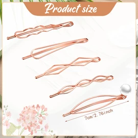 10 pinzas geométricas de metal para el pelo, minimalistas, delicadas, accesorios de metal para el pelo para mujeres, accesorios para la cabeza, 5 estilos (plata, oro rosa)