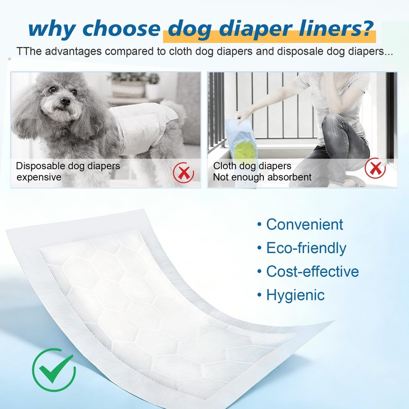 Dog Diaper Liners （Regular 200 Count） Absorbent and Super Soft
