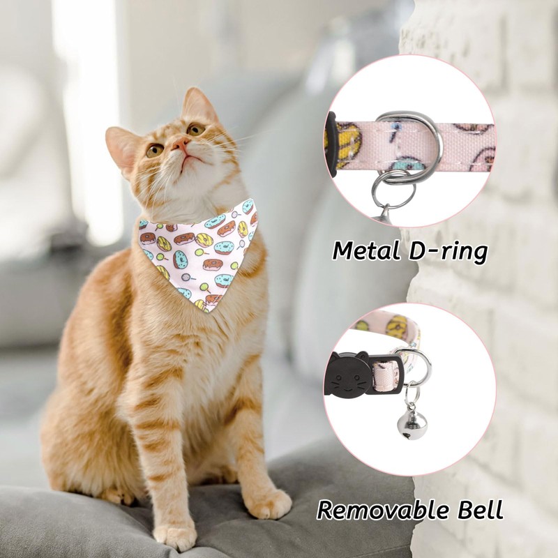 HACRAHO Bow Tie Cat Collar Bandana, 2pcs Adjustable Cat Collar
