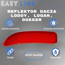 Easy Link Reflector Left Bumper Rear Reflector Compatible with Dacia Lodgy Logan Dokker 8200751779