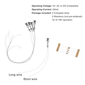 Evemodel 5pcs Model Railway Spotlight Lamp HO TT Scale 1:87 Flood Lights LEDs LYM20