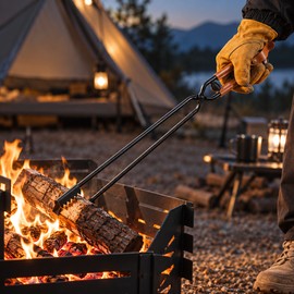 SHINE TRIP Carbon Steel Barbecue Fire Tongs, Lightweight Portable Anti-Scalding BBQ Clip for Outdoor Cooking