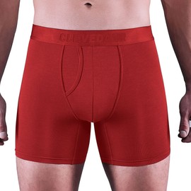 CLEVEDAUR Mens Underwear 3 Pack Ultra Soft Micro Modal Boxer Briefs Underwear for Men Open Fly, Red/Red/Red, M