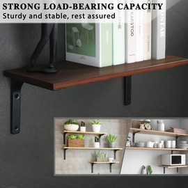 SAYAYO Shelf Bracket Heavy Duty Shelf Bracket Black Shelf Bracket Metal 90 Degree L-shaped Pack of 4 Angle Shelf 200 x 150 cm for Wall Mount Shelf, Corner Shelf, Wooden Furniture