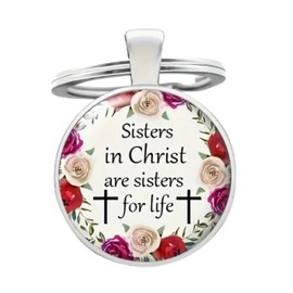 3 Nails 1 Cross 4Pk Christian Keychain Easter Gift - Birthday Present - Jesus Keychain - Bible Verse Keychain - Gifts for Mom Gifts for Dad Keychain for Mom Keychain for Dad (Sisters in Christ x 4),