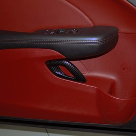 jstotrim - Manija de puerta interior Challenger, accesorios de fibra de carbono, para Dodge Challenger 2015