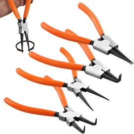 CHUIFAI 4-Piece Snap Ring Pliers Set, 180 mm Snap Ring Pliers Set, Circlip Pliers, Marine Ring Pliers Set for Internal and External Fuses, Straight, Curved, Sea Ring Pliers