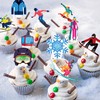 Skiing Party Cupcake Toppers 48Pcs Winter Skiing Party Decorations Skiing