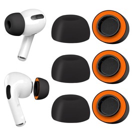Memory Foam Ear Tips for AirPods Pro and AirPods Pro 2 Silicone Shield，Secure, Comfortable, Replacement Tip, Better Noise Cancellation, 3 Pairs Replacement Tips (Black, Large)