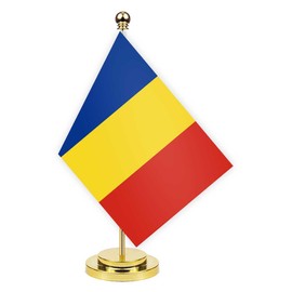 Romania Desk Flag,12 inch Tall Small Romanians Indoor Banner,Tiny Printing Decor For Office Home Table