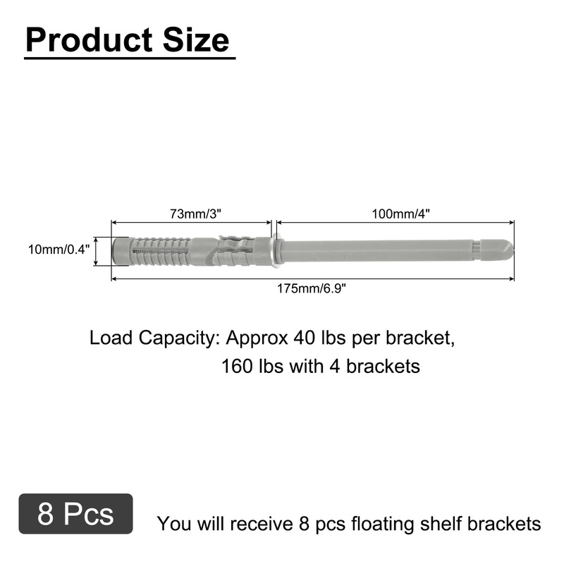 sourcing map 8 Pcs Floating Shelf Brackets, Metal Hidden Shelf