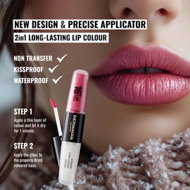 Dermacol NEW Dermacol - 16-Hour Lip Color, High Pigmentation Lip Gloss, Two-Phase Lip Gloss, Kiss-Proof Lip Make-up with Matte Finish and Shine, no. 15, Dazzling Diva