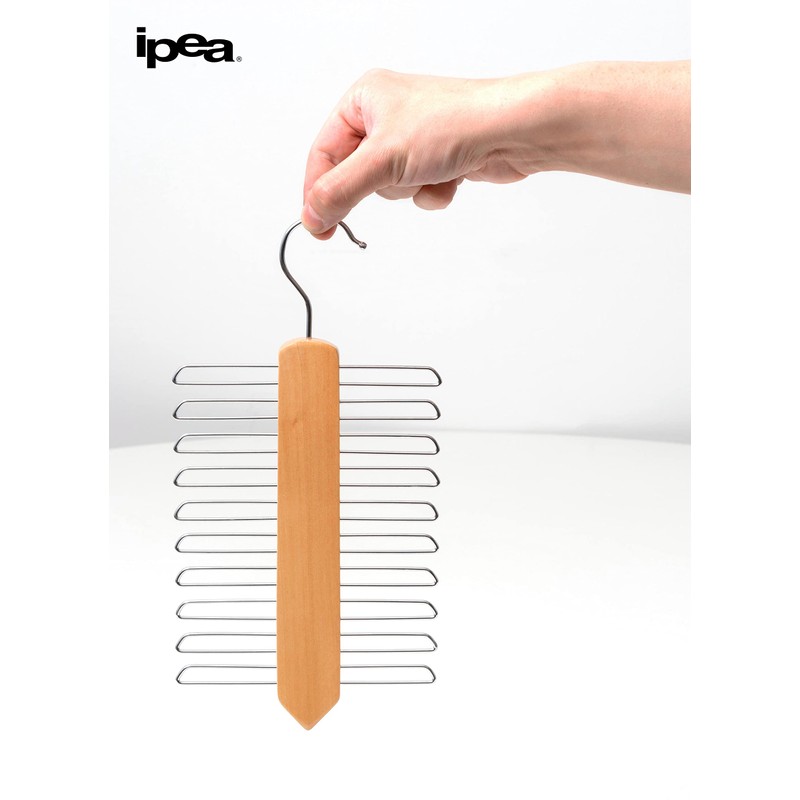 IPEA Elegant Wooden Tie Holder with 20 Bars - Minimal