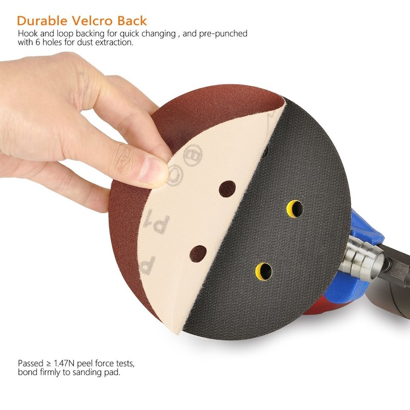 SPTA 100pcs 150mm Sanding Discs Pads, Hook and Loop 40#