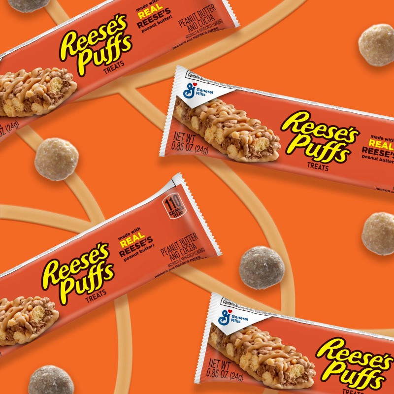 Reese's Puffs Cereal Bars 0.85 oz Pack of 8 Portable