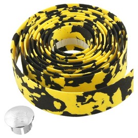 Sourcingmap Yellow Black 195cm Bicycles Handlebar Tape Wrap w Bar Connector