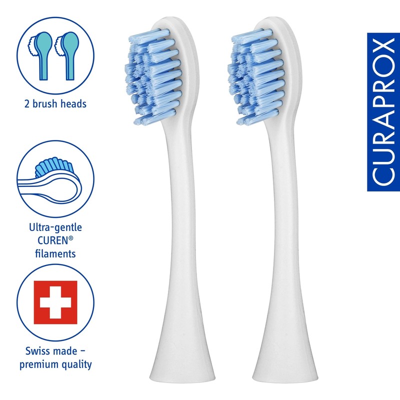Curaprox Hydrosonic CHS 200 Sensitive Duo Replacement Brush, Light Blue