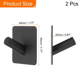 HARFINGTON 2pcs Self Adhesive Hook Waterproof Stainless Steel Shower Racks Holder Towel Wall Hooks Adhesive Wall Hangers Without Drill for Bathroom Kitchen Washroom Home, Black
